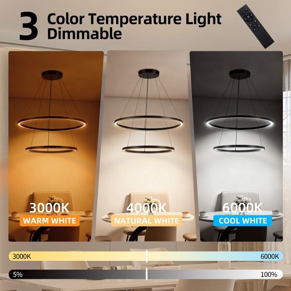 Brilagi - LED Stmívat. lustr na lanku PORTOFINO LED/98W/230V pr. 80 cm černá +DO