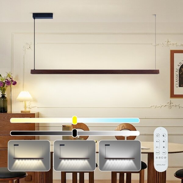 Immax NEO 07301L-LED Stm lustr na lanku MADEIRA 33W/230V Wi-Fi Tuya 152 cm ořech