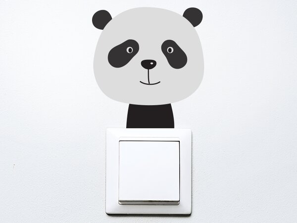 Panda na vypínač textilní přelepitelná samolepka na zeď 20 x 22 cm