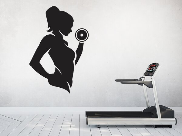Fitness dívka samolepka na zeď 20 x 30 cm