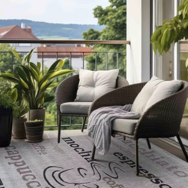 Makro Abra Kusový koberec Sisal MELISSA KF88A Kafe Popisy šedý Rozměr: 160x230 cm