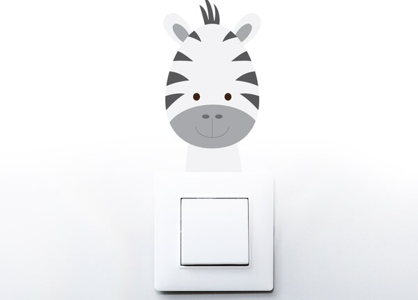 Barevná zebra na vypínač textilní přelepitelná samolepka na zeď 18 x 33 cm