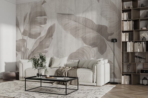 Fototapeta Elegantní design botanických listů v neutrálních tónech, Přírodní fototapety, Populární fototapety, u00299 - Tapeko.co.cz