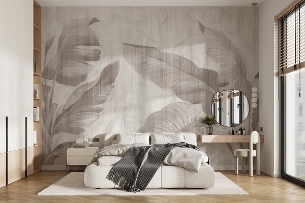 Fototapeta Elegantní design botanických listů v neutrálních tónech, Přírodní fototapety, Populární fototapety, u00299 - Tapeko.co.cz