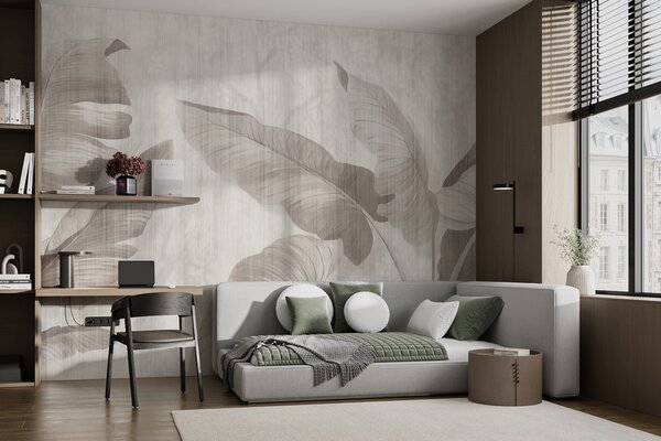 Fototapeta Elegantní design botanických listů v neutrálních tónech, Přírodní fototapety, Populární fototapety, u00299 - Tapeko.co.cz