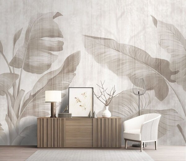 Fototapeta Elegantní design botanických listů v neutrálních tónech, Přírodní fototapety, Populární fototapety, u00299 - Tapeko.co.cz