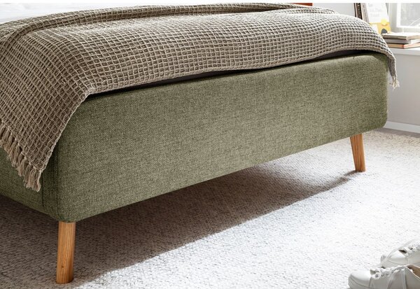 Zelená čalouněná dvoulůžková postel s úložným prostorem s roštem 140x200 cm Lotte – Meise Möbel