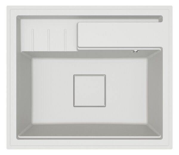 Granitový dřez ELITE 6052 BÍLÝ + zlatý sifon 60 x 52 x 21,5cm