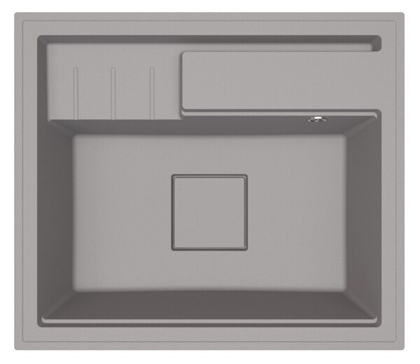 Granitový dřez ELITE 6052 ŠEDÝ + černý sifon 60 x 52 x 21,5cm