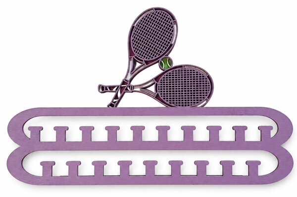 Z rodinné dílny Dřevěný věšák na medaile TENIS – svítící dekorace do pokoje Barva: Tyrkysová