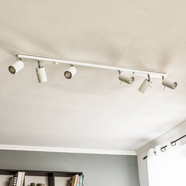 SOLLUX LIGHTING Stropní bodové osvětlení Round, bílé, šestilampové lineární, stmívatelný, Bílá / opál, Obývací pokoj / jídelna, kov, Moderní