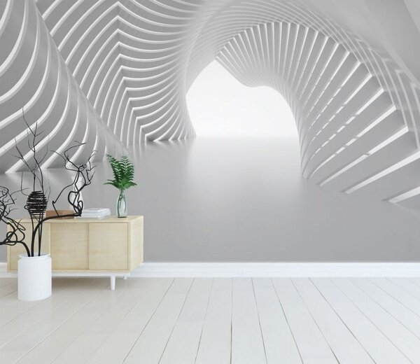 Fototapeta Bílý tunel se zakřivenými liniemi, Fototapety s expandujícím prostorem, Populární fototapety, u02035 - Tapeko.co.cz