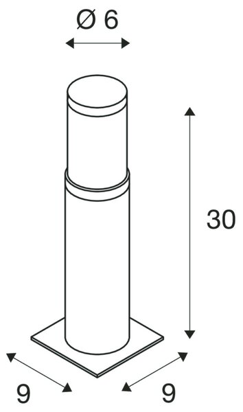 BIG WHITE SLV TRUST 30, venkovní stojací lampa, LED, 3000K, IP55, nerezová ocel 316, pr./V 6/30 cm, 8,6 W 228100