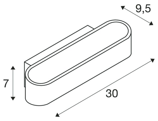 BIG WHITE SLV ASSO 300, nástěnné svítidlo, LED, 3000K, oválné, bílé, D/Š/V 30/9,5/7 cm 151271