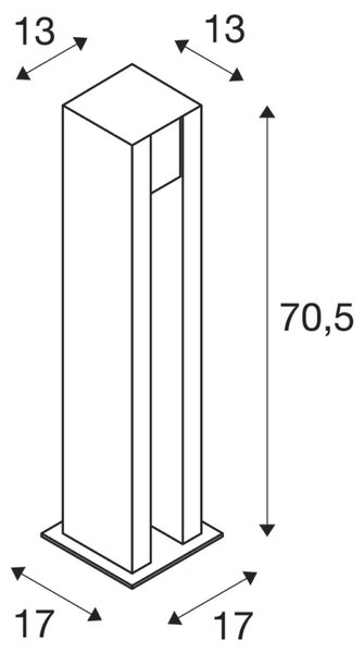 BIG WHITE SLV ARROCK SLOT, venkovní stojací lampa, LED GU10 51 mm, IP44, hranatá, sůl a pepř, žula, 4 W LED 231440