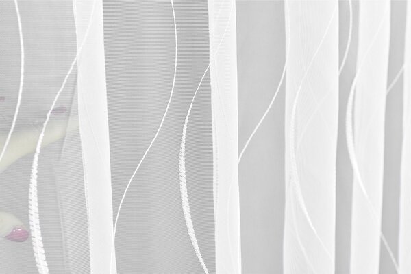 Záclona vega, Jezerní vlnky s olůvkem metráž, bílá 160 cm