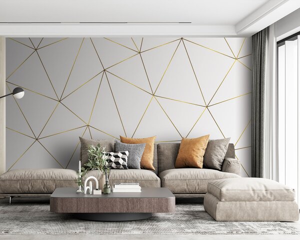 Fototapeta Žluté čáry tvořící nekonečné trojúhelníky, Designové fototapety na zeď, Populární fototapety, u03098 - Tapeko.co.cz