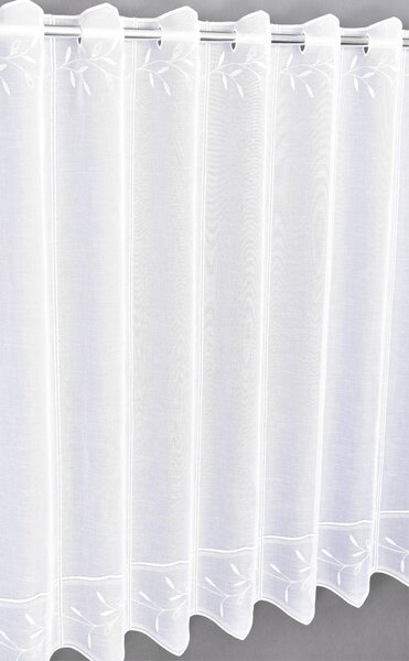 Záclona rivoli, Decentní listy vitrážka metráž, bílá 45 cm