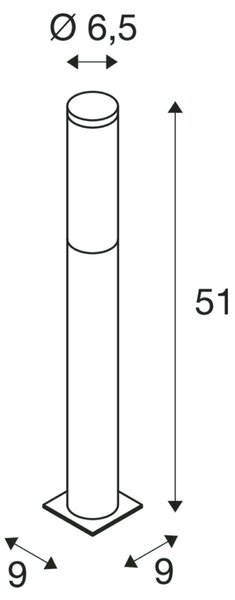 BIG WHITE SLV BIG NAILS 50, venkovní stojací lampa, TC-(D,H,T,Q)SE, IP44, nerezová ocel 304, pr./V 6,5/51 cm, max. 15 W 229162
