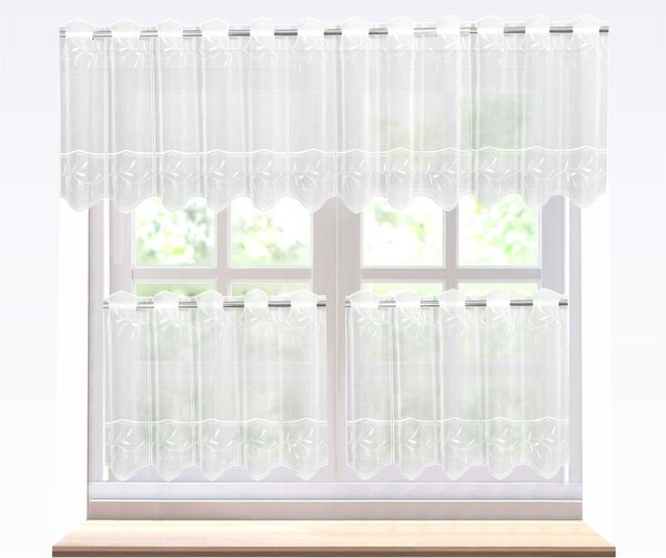 Záclona rivoli, Decentní listy vitrážka metráž, bílá 45 cm