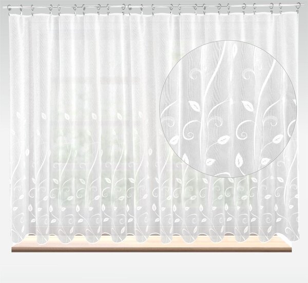 Záclona Dreher markizeta, Dekorační listy, bílá 120 cm