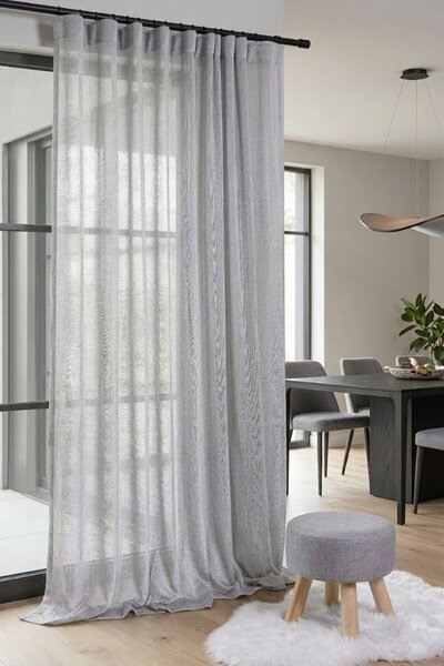 Záclona nebo závěs markizeta, Hrubé plátýnko s olůvkem, světle šedá, 320 cm
