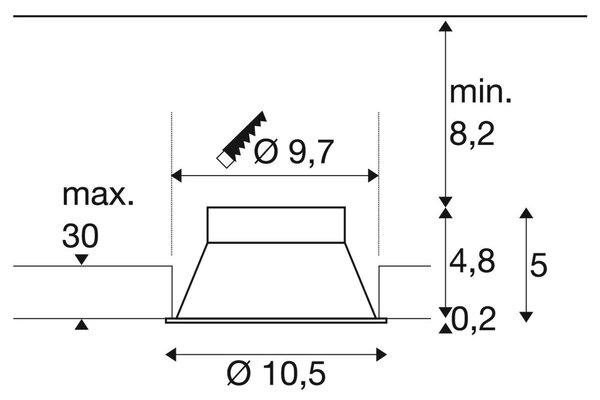 LA 113141 Vestavné svítidlo HORN -T, bílé matné, GU10, max. 50 W - BIG WHITE (SLV)