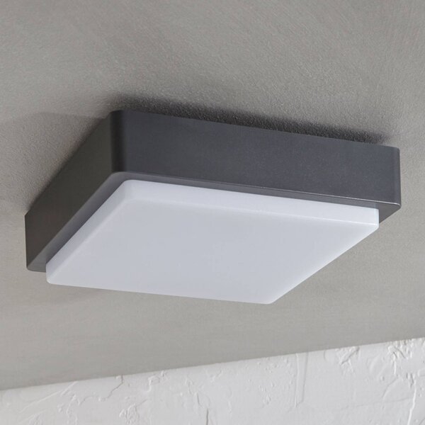 Lindby LED venkovní stropní svítidlo Nermin, 22 cm, IP65, hranaté, Černá, Plast, Moderní
