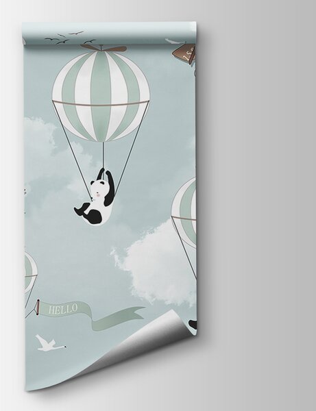 Fototapeta Pandy a horkovzdušné balóny na obloze, Dětské fototapety, Populární fototapety, u04394 - Tapeko.co.cz