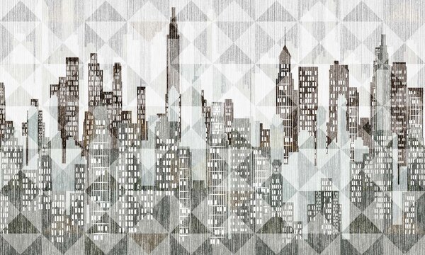 Fototapeta Panorama města s mnoha okny, Geometrické 3D fototapety, Populární fototapety, u04526 - Tapeko.co.cz