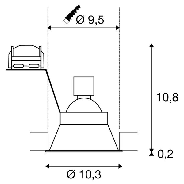 LA 113160 Vestavné svítidlo HORN -O, černé matné, GU10, max. 50 W - BIG WHITE (SLV)