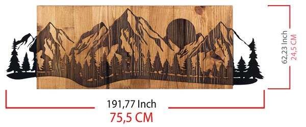 ASIR Nástěnná dekorace dřevo ZÁPAD SLUNCE V HORÁCH 75,5 x 24,5 cm