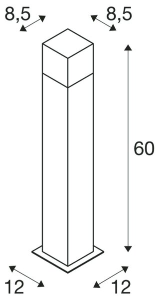 BIG WHITE SLV GRAFIT 60, venkovní stojací lampa, TC-DSE, IP44, antracit, úsporná žárovka, D/Š/V 12/12/60 cm, max. 11 W 231225
