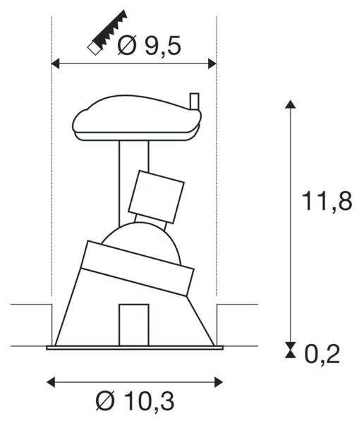 BIG WHITE SLV HORN-A, vestavné svítidlo, QPAR51, kulaté, bílé matné max. 50 W, vč. upínacích pružin 113151