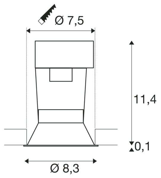 BIG WHITE SLV HORN 1, vestavné svítidlo, QPAR51, jedna žárovka, kulaté, černé matné, max. 50 W, vč. upínacích pružin 112910