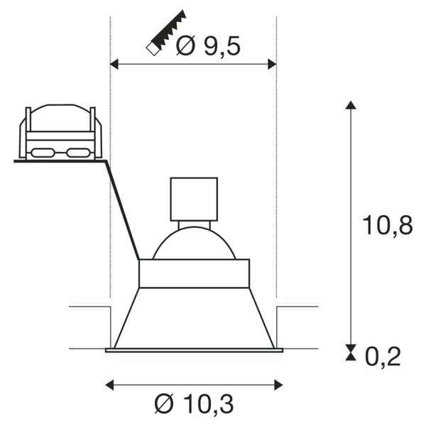 BIG WHITE SLV HORN-O, vestavné svítidlo, QPAR51, kulaté, černé matné max. 50 W, vč. upínacích pružin 113160