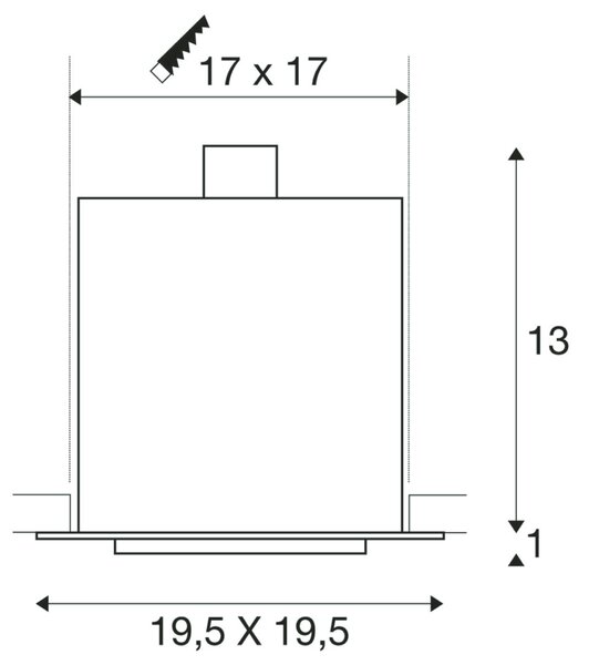 BIG WHITE SLV KADUX 1, vestavné svítidlo, jedna žárovka, QPAR111, hranaté, černé matné, max. 75 W 115540