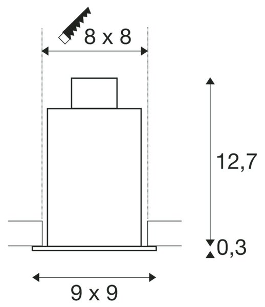 BIG WHITE SLV KADUX 1, vestavné svítidlo, jedna žárovka, QPAR51, hranaté, bílé matné, max. 50 W, vč. upínacích pružin 115511