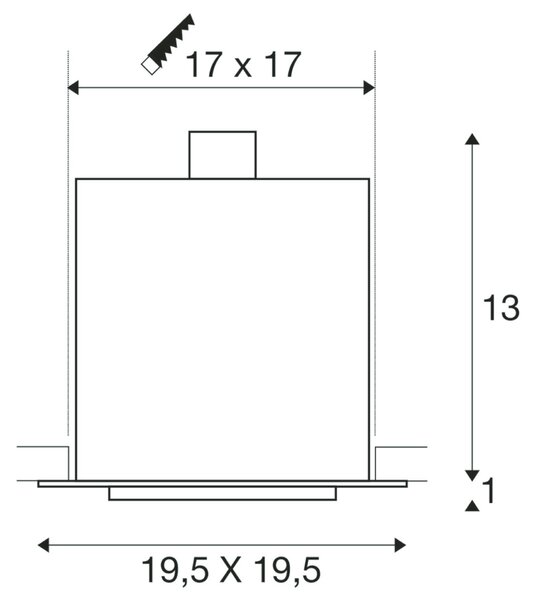 BIG WHITE SLV KADUX 1, vestavné svítidlo, jedna žárovka, QPAR111, hranaté, bílé matné, max. 75 W 115541