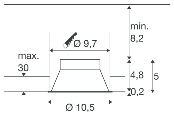BIG WHITE SLV HORN-T, vestavné svítidlo, QPAR51, kulaté, bílé matné, výkyvné, max. 50 W, vč. upínacích pružin 113141