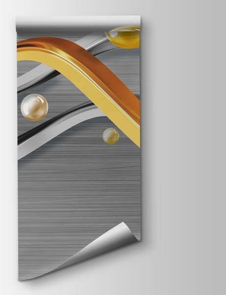Fototapeta Kovové křivky s plovoucími koulemi, Fototapety s expandujícím prostorem, Populární fototapety, u06161 - Tapeko.co.cz