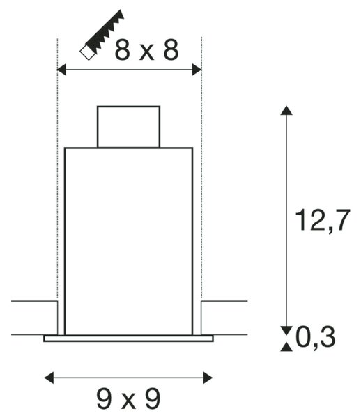BIG WHITE SLV KADUX 1, vestavné svítidlo, jedna žárovka, QPAR51, hranaté, černé matné, max. 50 W, vč. upínacích pružin 115510