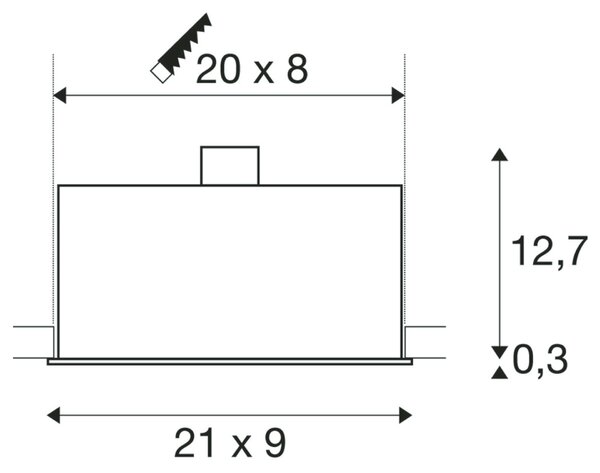 BIG WHITE SLV KADUX 3, vestavné svítidlo, tři žárovky, QPAR51, obdélníkové, černé matné, max. 150 W, vč. upínacích pružin 115530