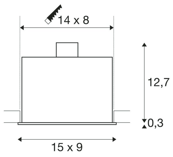 BIG WHITE SLV KADUX 2, vestavné svítidlo, dvě žárovky, QPAR51, obdélníkové, černé matné, max. 100 W, vč. upínacích pružin 115520