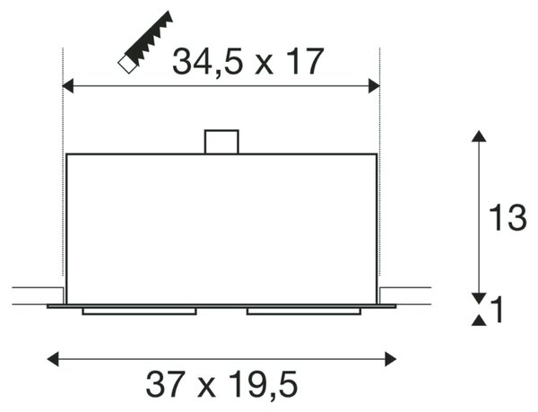 BIG WHITE SLV KADUX 2, vestavné svítidlo, dvě žárovky, QPAR111, obdélníkové, černé matné, max. 150 W 115550