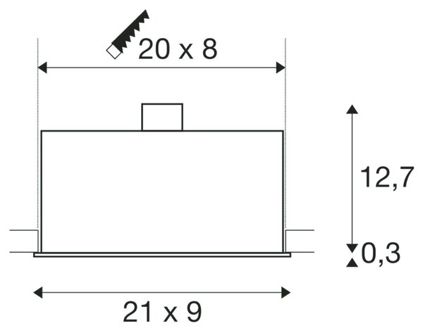 BIG WHITE SLV KADUX 3, vestavné svítidlo, tři žárovky, QPAR51, obdélníkové, bílé matné, max. 150 W, vč. upínacích pružin 115531