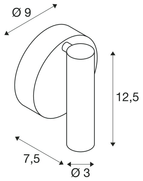 BIG WHITE SLV KARPO, nástěnné a stropní svítidlo, jedna žárovka, LED, 3000K, kulaté, černé, s vypínačem, 7,5 W 152340
