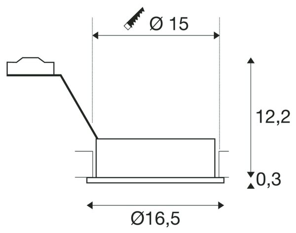 BIG WHITE SLV NEW TRIA 1, vestavné svítidlo, jedna žárovka, QPAR111, kulaté, černé matné, max. 75 W, vč. listových pružin 113550