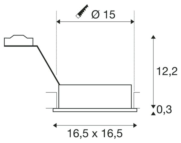 BIG WHITE SLV NEW TRIA 1, vestavné svítidlo, jedna žárovka, QPAR111, hranaté, černé matné, max. 75 W, vč. listových pružin 113830