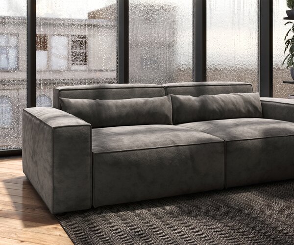 DELIFE Pohovka XL Sirpio 230x95 cm mikrovlákno khaki hnědá